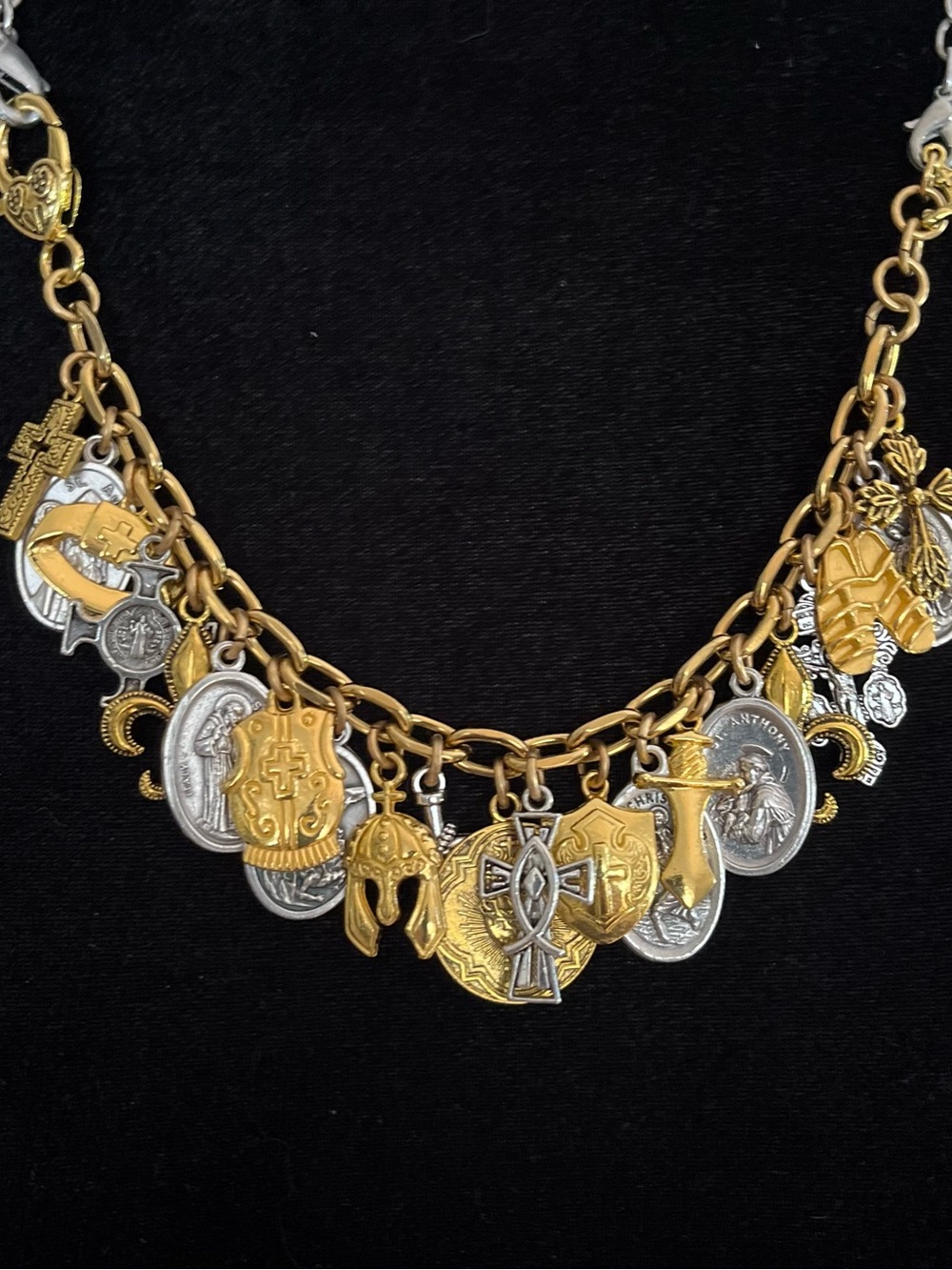 Armor of God Charm Bracelet w Crosses and Sacred Heart Coin, Medals - Picture 4 of 9